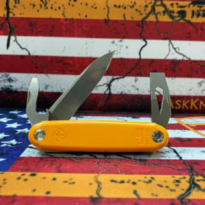 Classic Orange Jefferson ASK Knife Chisel Tool Bottle Opener drop point blade